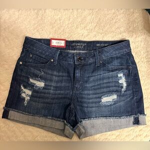 Jennifer Lopez Distressed Dark Blue Jean Shorts